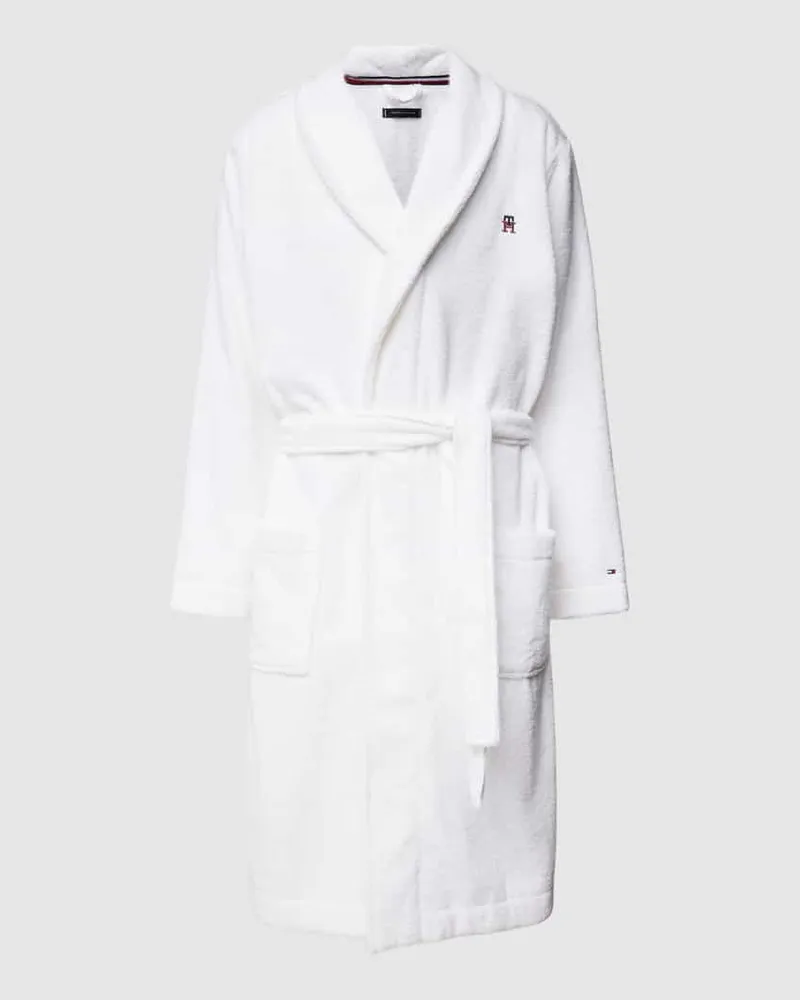 Tommy Hilfiger Bademantel mit Label-Stitching Modell 'MONOGRAM Weiss