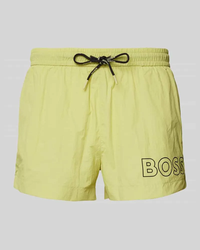 HUGO BOSS Relaxed Fit Badeshorts mit Label-Print Modell 'Mooneye 