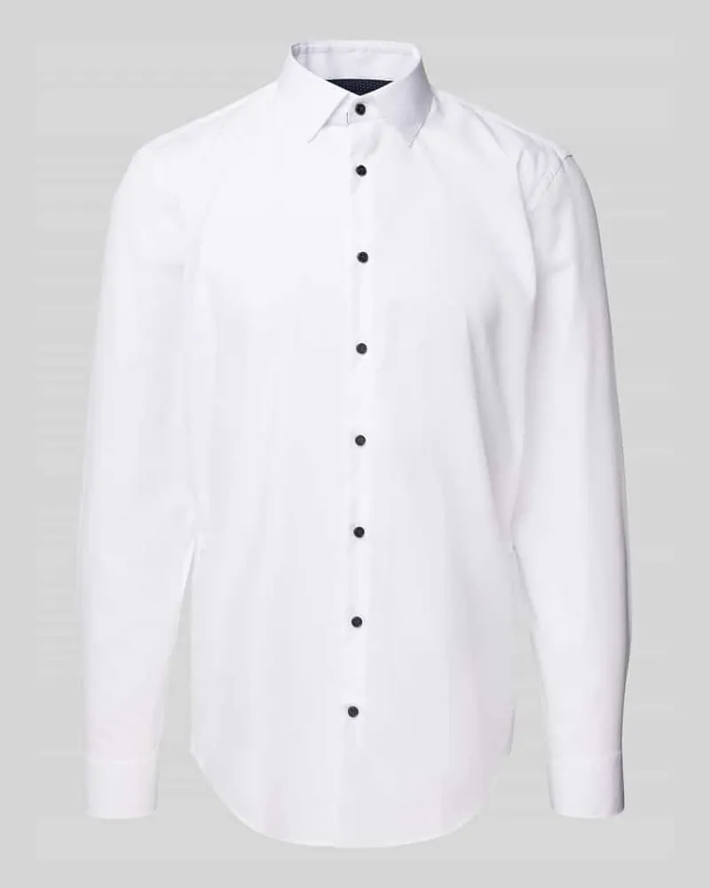 JAKE*S Slim Fit Business-Hemd mit Knopfleiste 