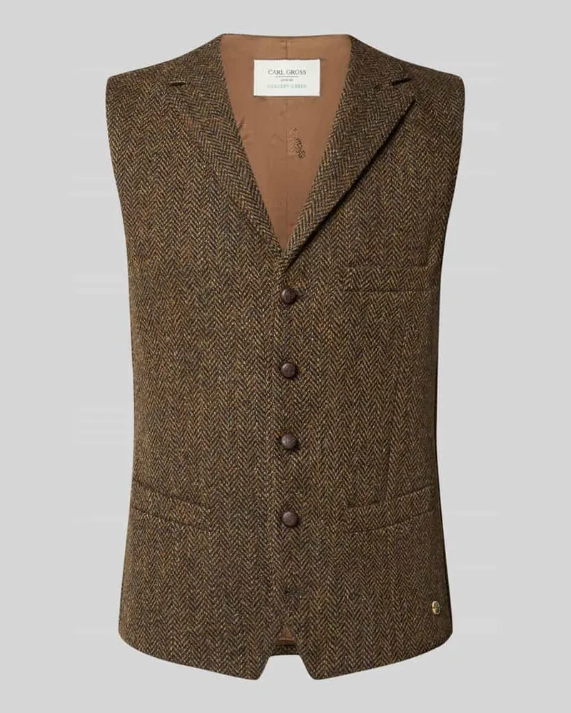 Carl Gross Weste mit Brustleistentasche Modell 'Warner Hellbraun