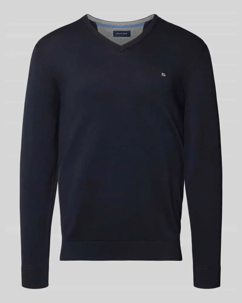 Christian Berg Strickpullover mit V-Ausschnitt Marine