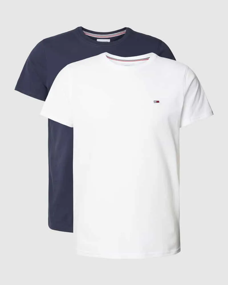 Tommy Hilfiger Slim Fit T-Shirt mit Label-Stitching im 2er-Pack Dunkelblau