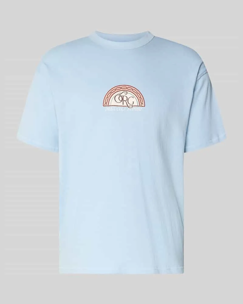 Jack & Jones T-Shirt mit Label-Print und Rundhalsausschnitt Hellblau