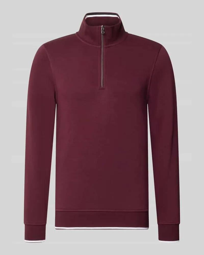 Christian Berg Sweatshirt mit Troyer-Kragen Bordeaux