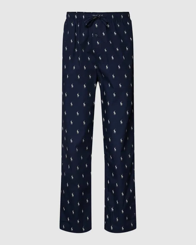 Ralph Lauren Pyjama-Hose mit Allover-Logo Modell 'WOVEN Marine