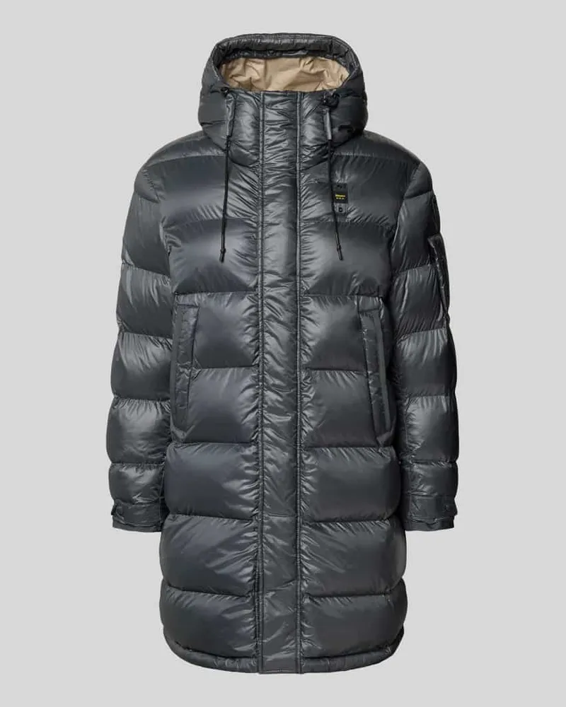 Blauer Regular Fit Steppmantel mit Logo-Applikation Modell 'Aldrich Graphit