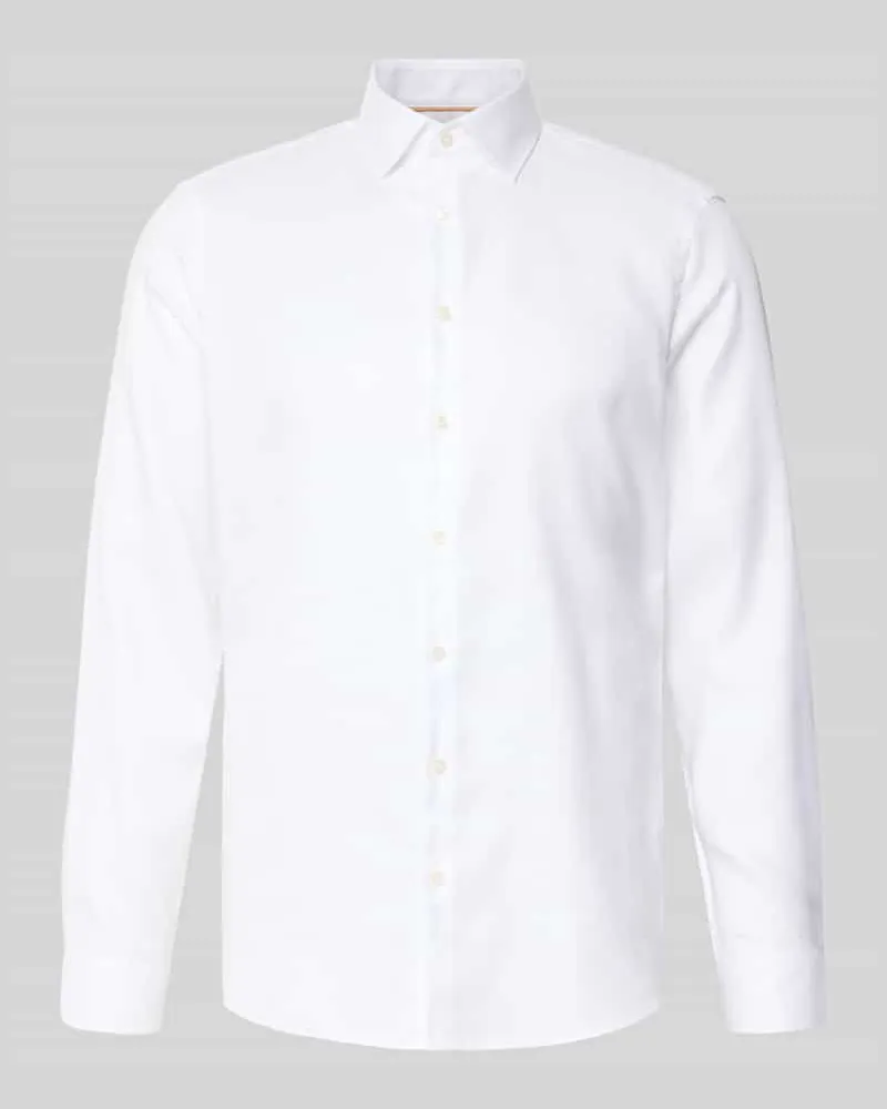 JAKE*S Slim Fit Business Hemd aus Baumwolle mit Kentkragen Weiss
