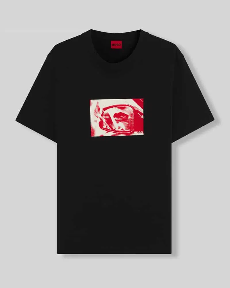 HUGO BOSS Regular Fit T-Shirt aus reiner Baumwolle Modell 'Dirom Black