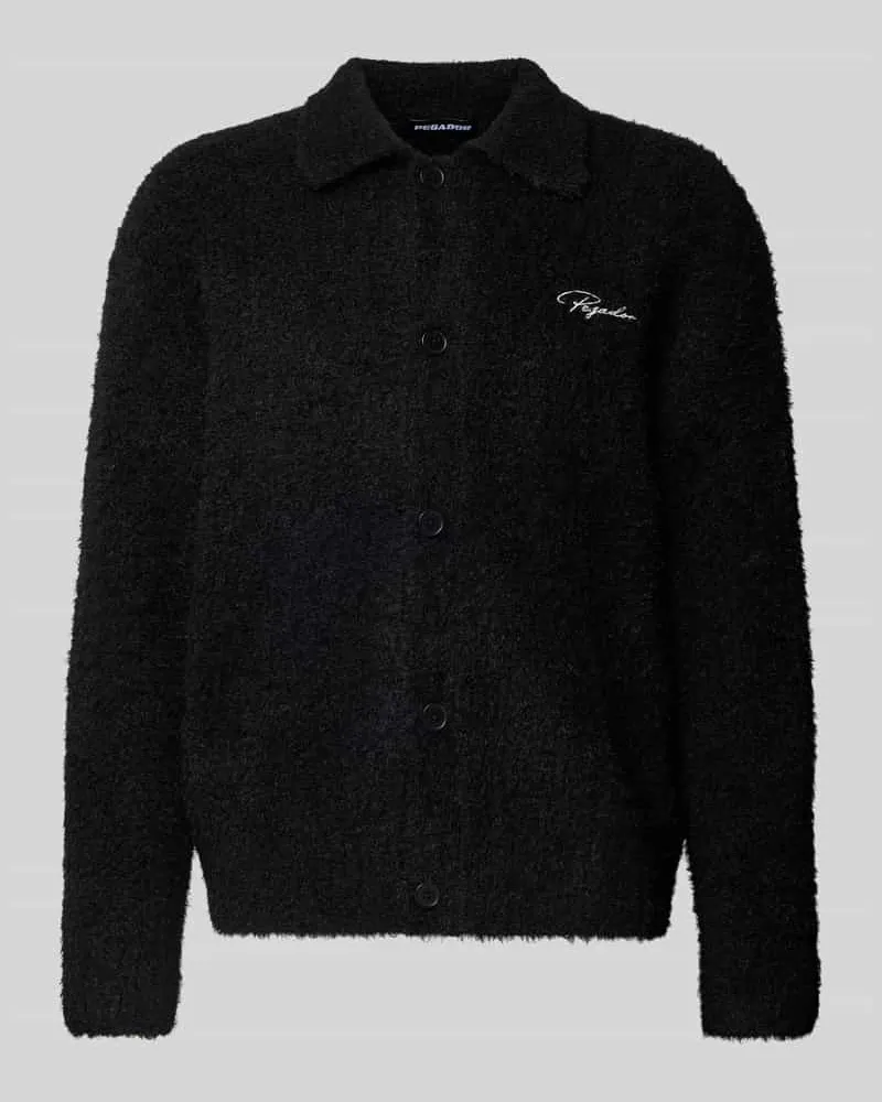 PEGADOR Cardigan aus Effektgarn mit Label-Stitching Black