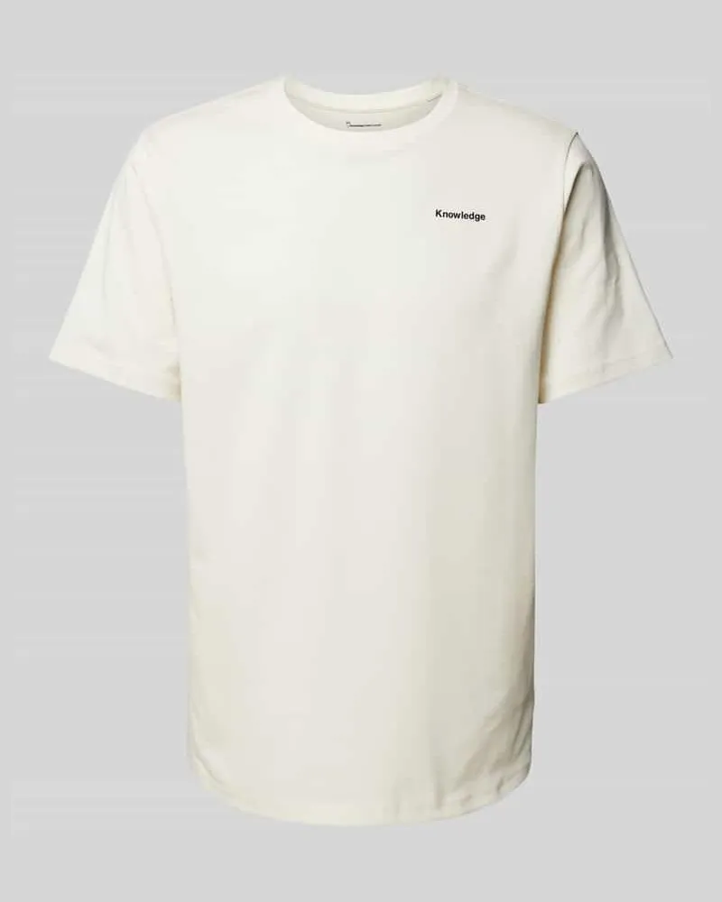 Knowledge Cotton Apparel Regular Fit T-Shirt mit Label-Print Offwhite