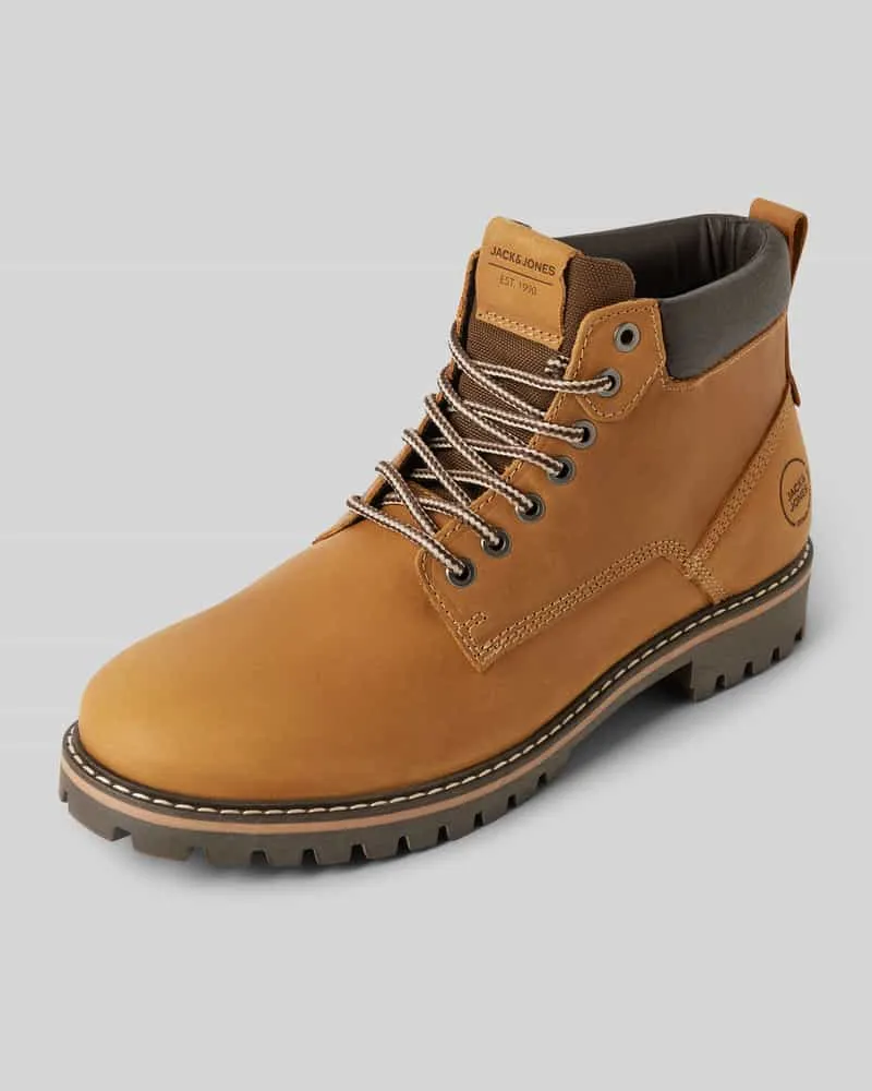 Jack & Jones Lederboots mit Label-Badge Modell 'QUEENSWAY Beige