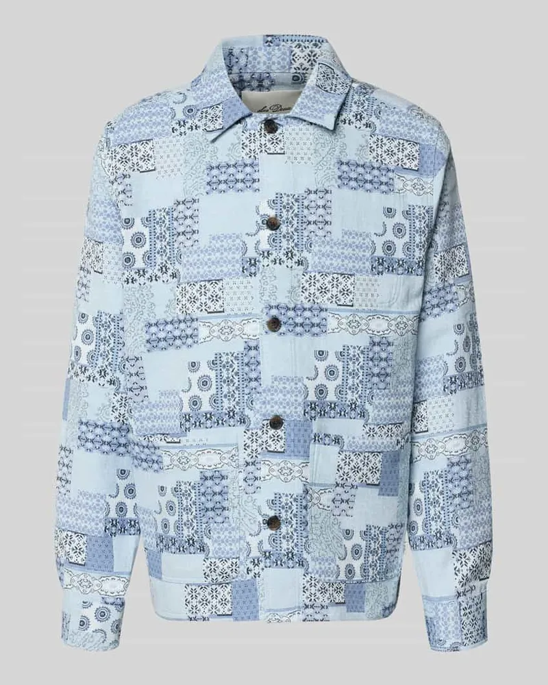 LES DEUX Regular Fit Overshirt im Allover-Look Hellblau