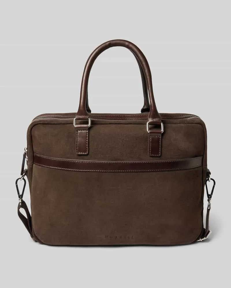 Bugatti Laptoptasche aus Leder mit Schulterriemen Modell 'Diego Dunkelbraun