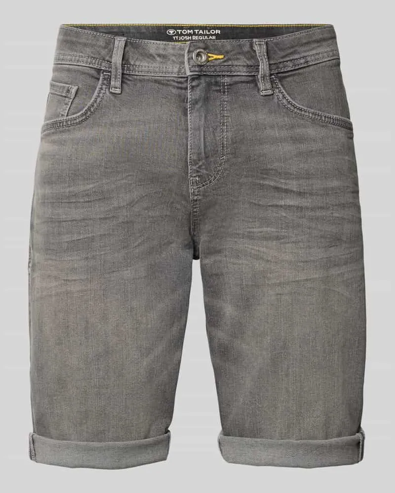 Tom Tailor Regular Fit Jeans Bermudas aus Baumwoll-Mix Dunkelgrau
