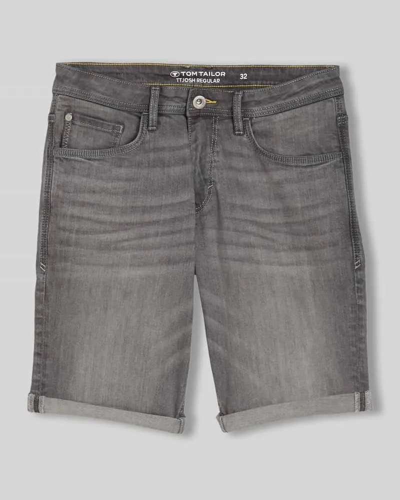 Tom Tailor Regular Fit Jeans Bermudas aus Baumwoll-Mix Dunkelgrau