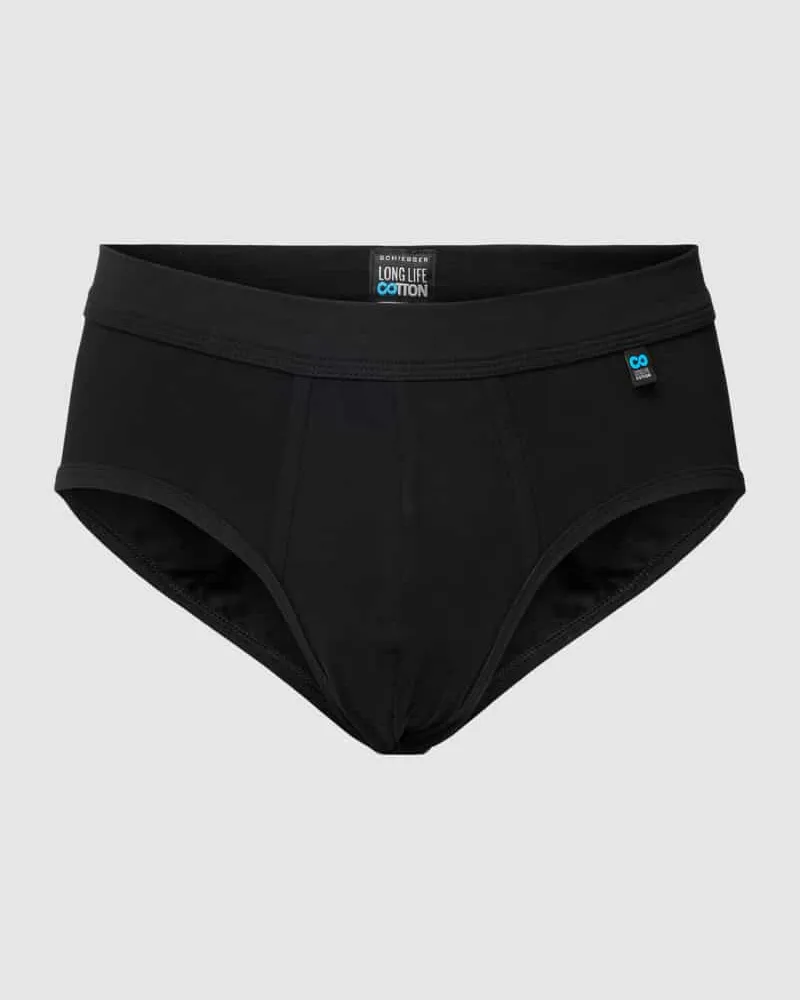Schiesser Slip mit Teilungsnähten Modell 'Long Life Cotton Midi-Slip Black