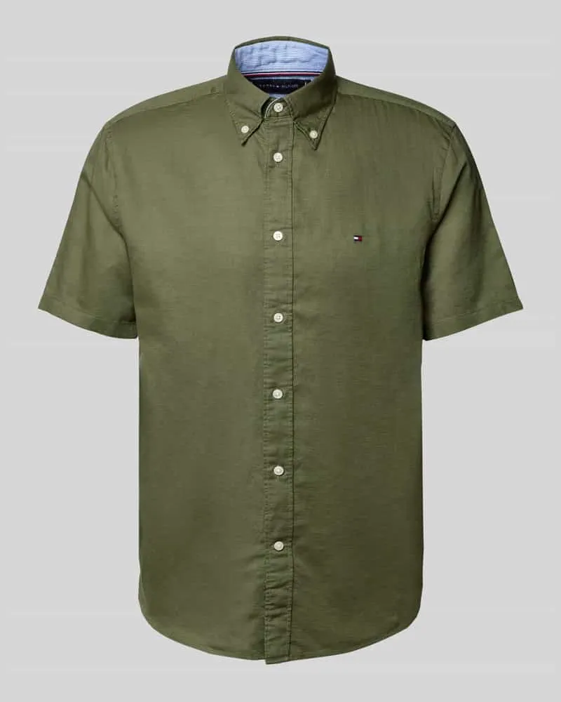 Tommy Hilfiger Regular Fit Freizeithemd aus Baumwoll-Leinen-Mix 