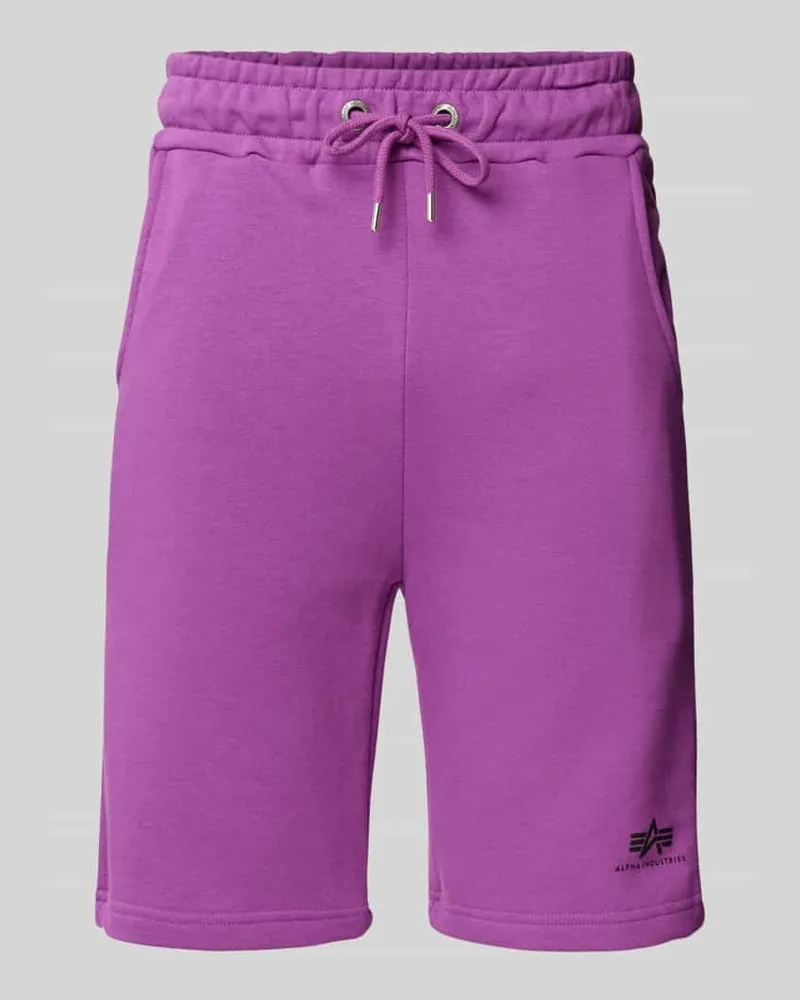 Alpha Industries Regular Fit Sweatshorts mit Label-Print Purple