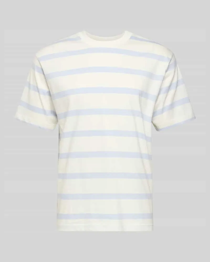 McNeal T-Shirt mit geripptem Rundhalsausschnitt Hellblau