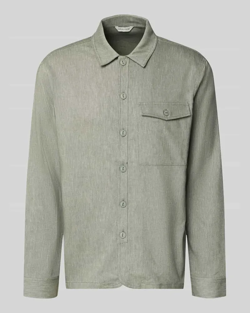Casual Friday Regular Fit Hemdjacke mit Kentkragen Modell 'BRO Dunkelgruen