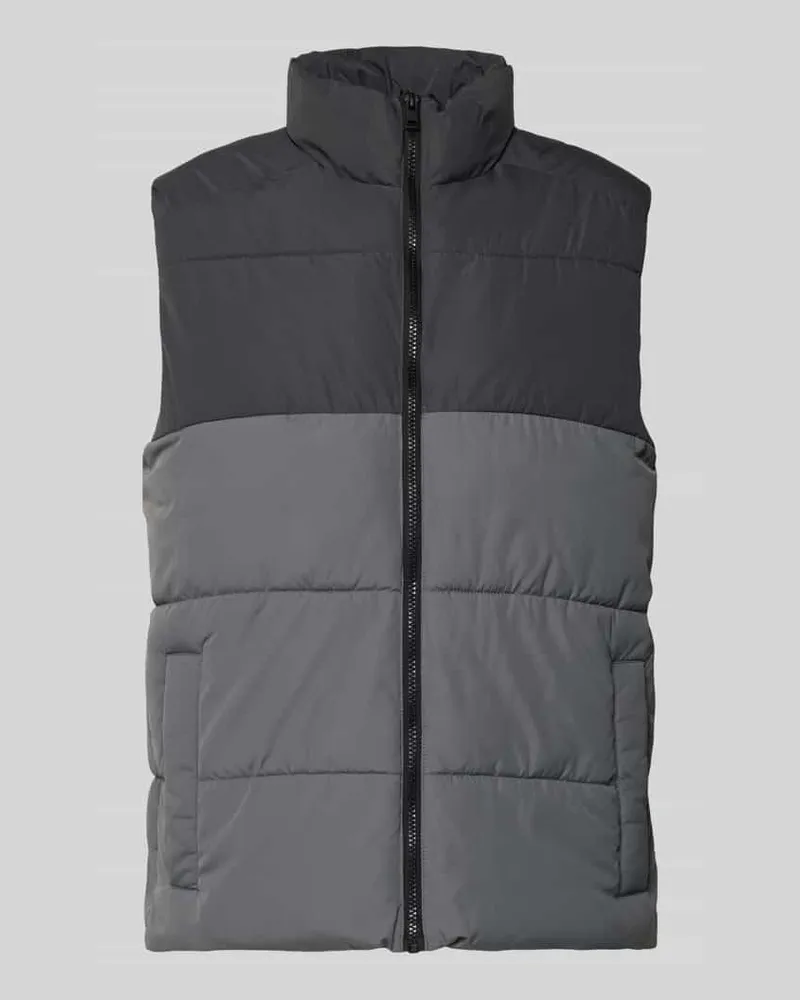 Jack & Jones Steppweste mit Stehkragen Modell 'MAZE Mittelgrau