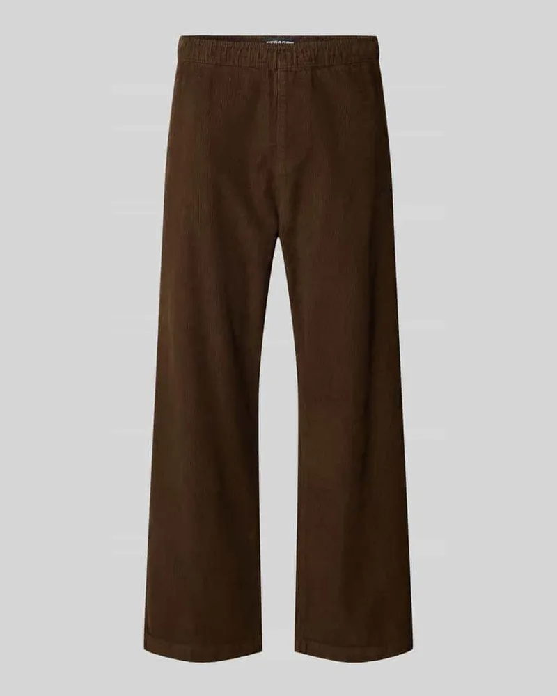 PEGADOR Stoffhose mit elastischem Bund Dunkelbraun