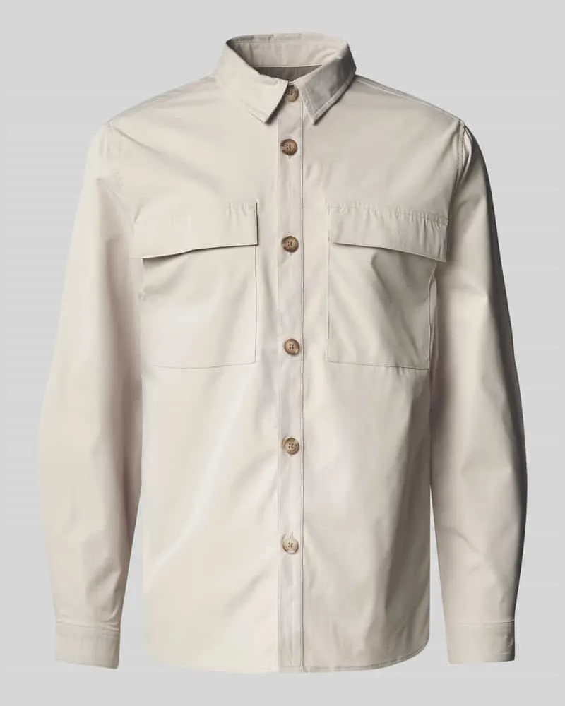 colours & sons Regular Fit Hemdjacke mit Brustpattentaschen Offwhite