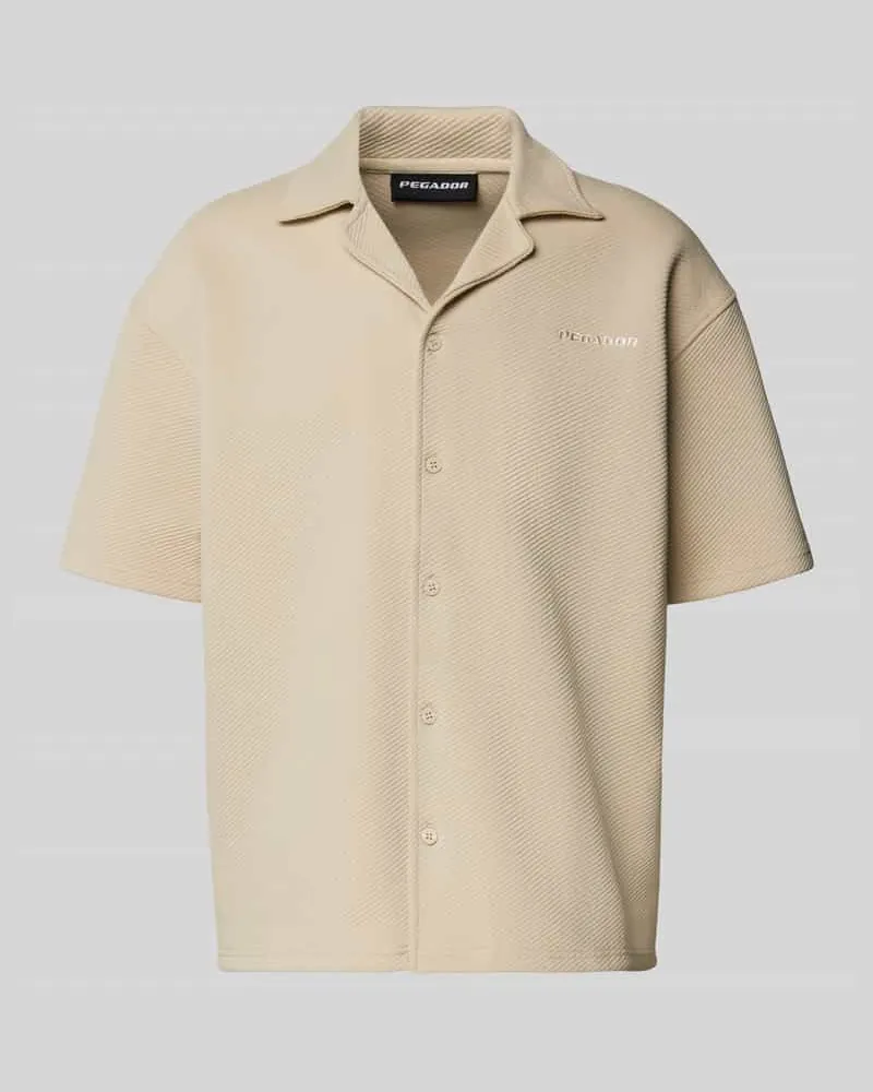 PEGADOR Relaxed Fit Freizeithemd mit Strukturmuster Modell 'Tate Beige