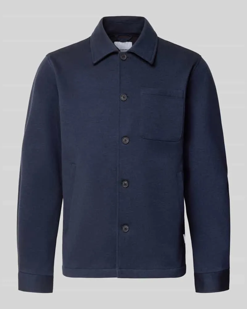 Lindbergh Slim Fit Hemdjacke mit Viskose-Anteil Dunkelblau