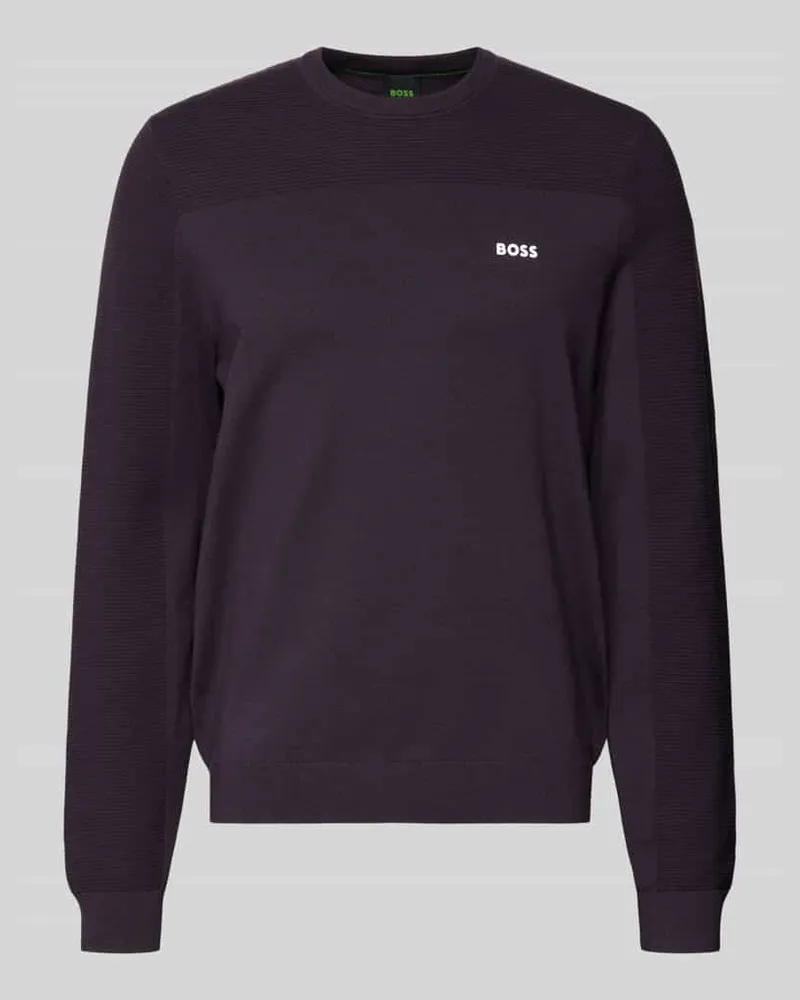 HUGO BOSS Regular Fit Strickpullover mit Woll-Anteil Modell 'MOMENTUM Purple