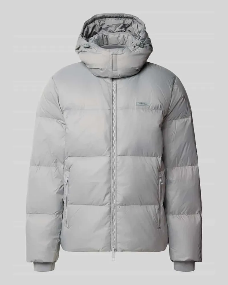 Calvin Klein Regular Fit Daunenjacke mit abnehmbarer Kapuze Mittelgrau