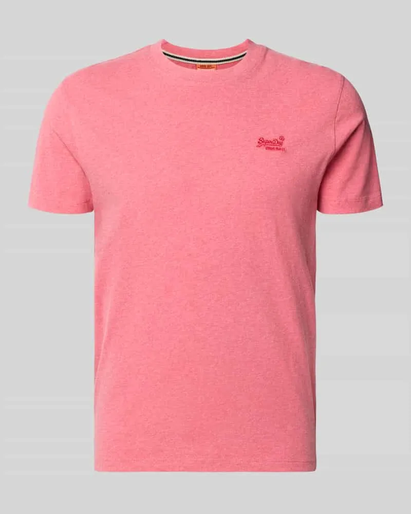Superdry. Regular Fit T-Shirt mit Logo-Stitching Rosa