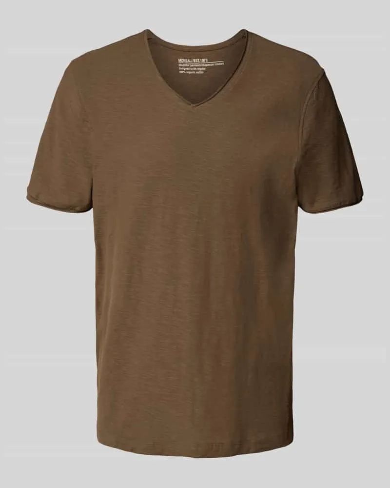 McNeal T-Shirt mit V-Ausschnitt Mittelbraun
