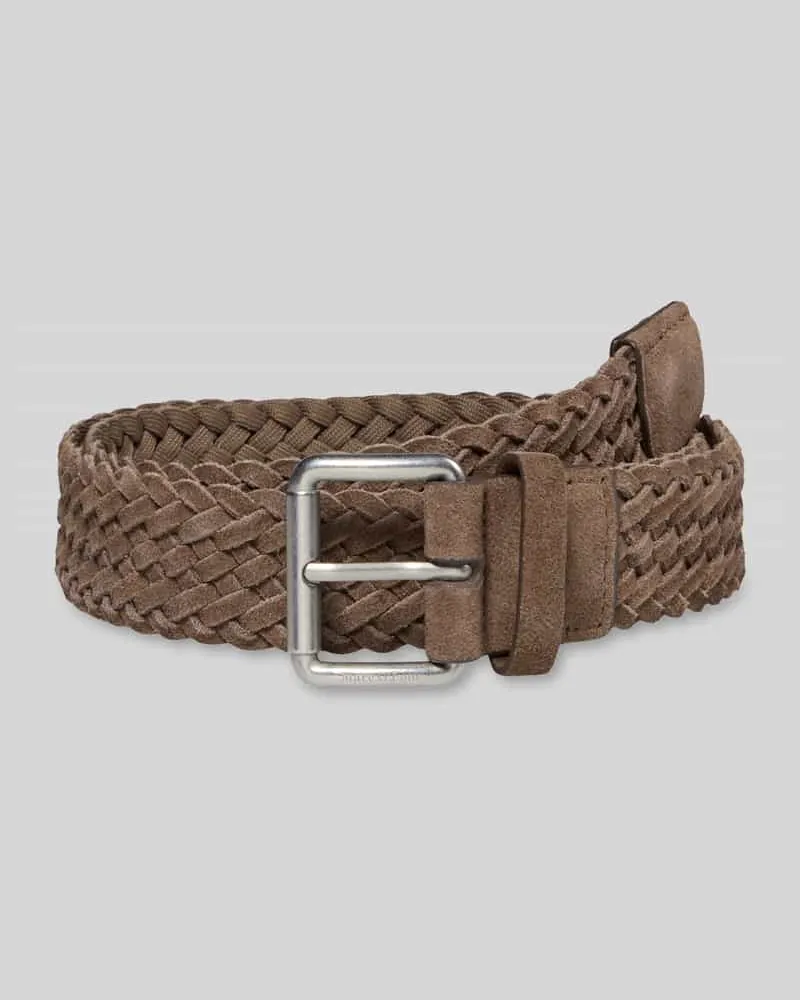 Marc O'Polo Gürtel aus Rindsvelours mit Flechtstruktur Beige
