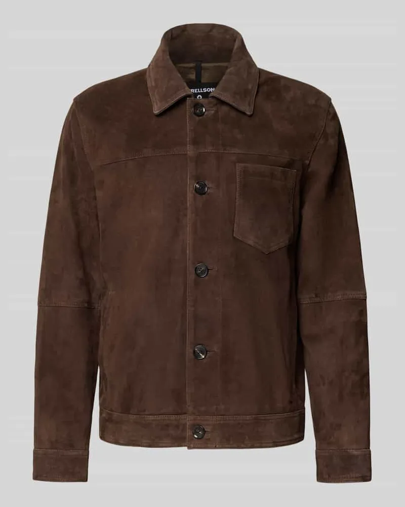 Strellson Regular Fit Lederjacke aus echtem Ziegen-Velours Modell 'FLINT 