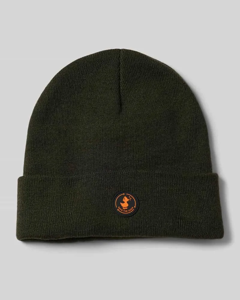 Save The Duck Beanie mit Label-Patch Modell 'LOU Gruen