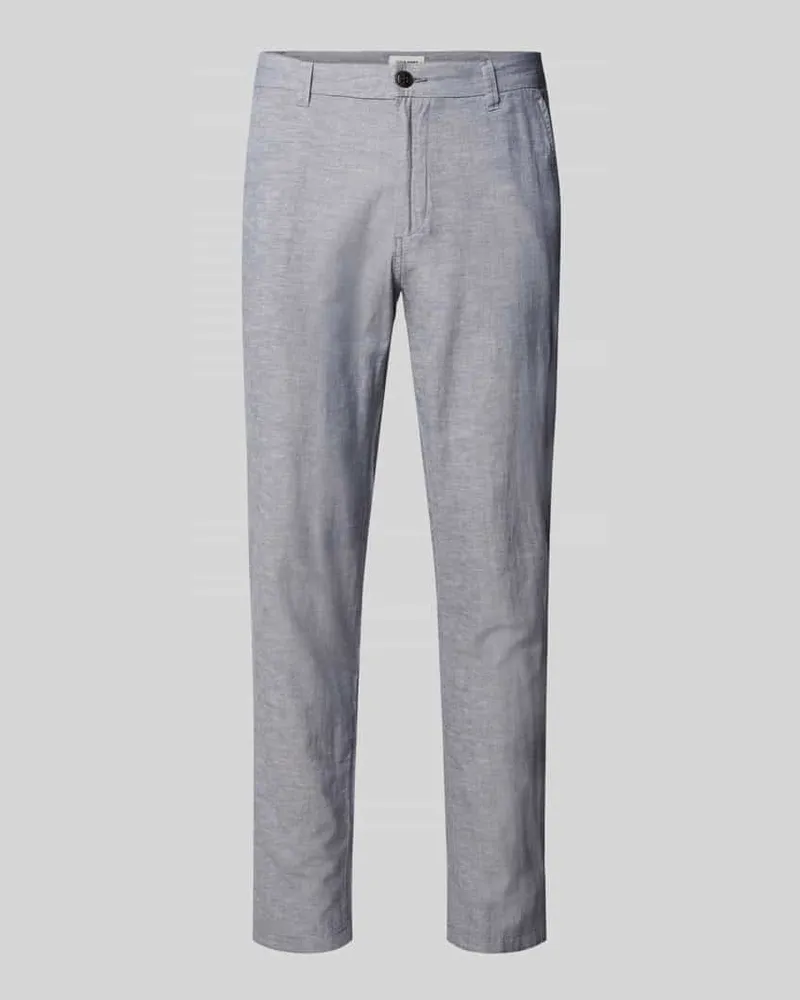 Jack & Jones Tapered Fit Chino aus Baumwoll-Leinen-Mix Modell 'STACE Rauchblau