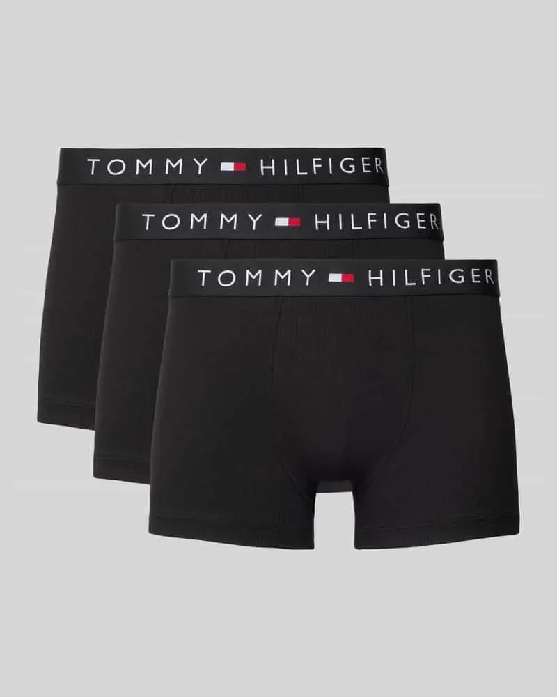 Tommy Hilfiger Slim Fit Trunks aus Baumwoll-Mix im 3er-Pack Black