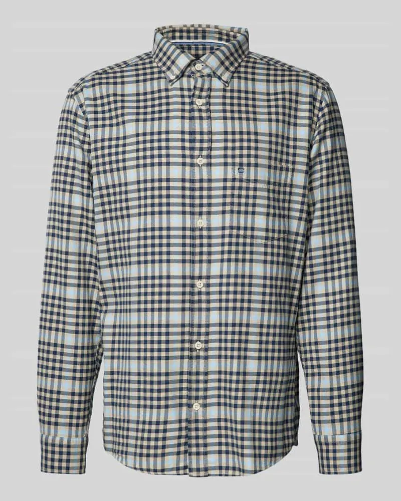 Olymp Slim Fit Freizeithemd aus reiner Baumwolle mit Button-Down-Kragen Beige