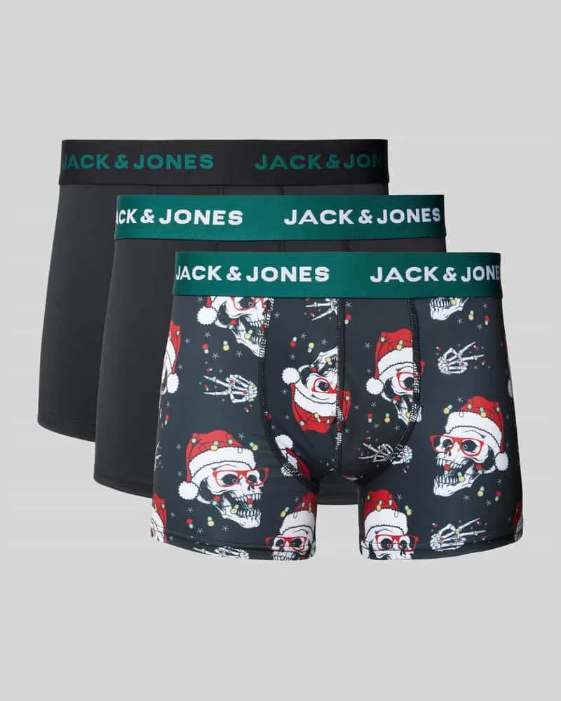 Jack & Jones Trunks mit Teilungsnähten Modell 'XMAS SKULLS' im 3er-Pack 