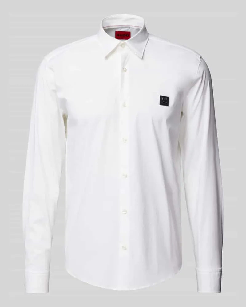 HUGO BOSS Regular Fit Freizeithemd aus Baumwoll-Mix Modell 'Ermo Weiss