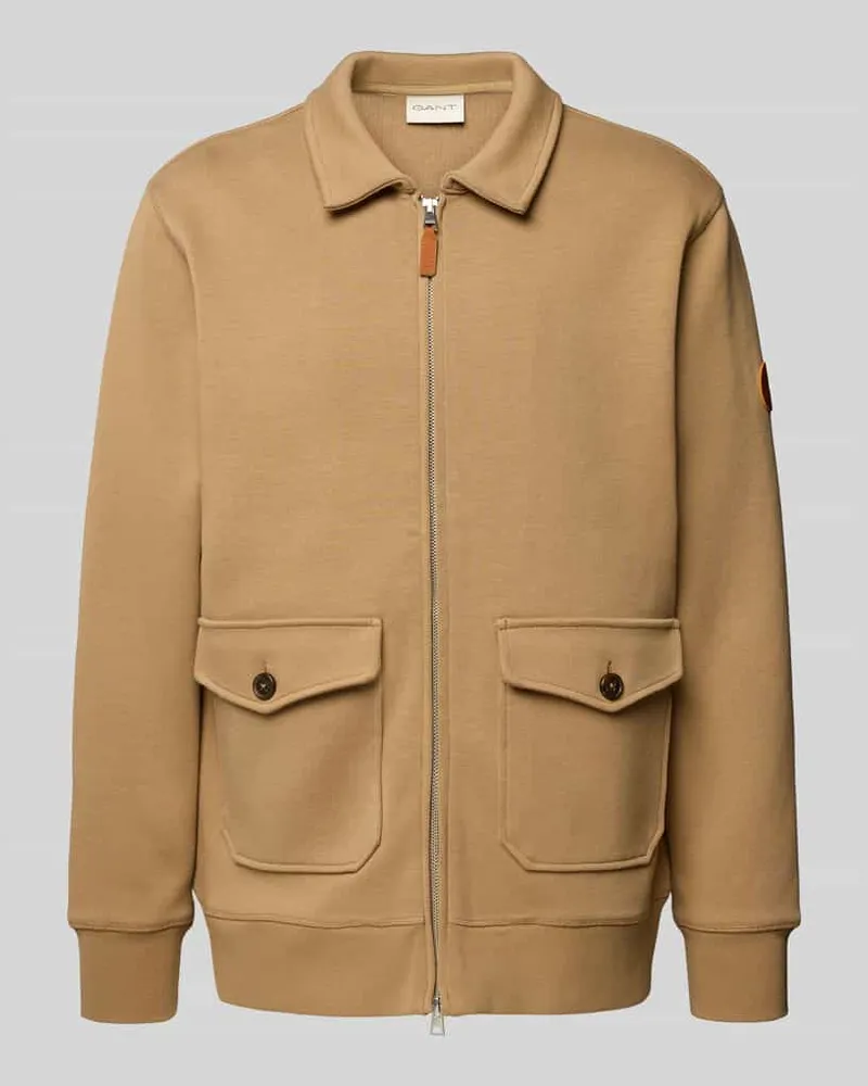 Gant Sweatjacke mit Pattentaschen Modell 'PONTE DI ROMA Camel
