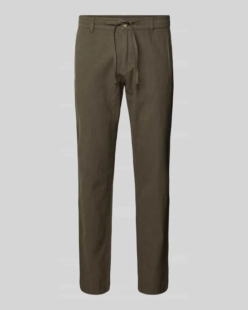 Lindbergh Tapered Fit Leinenhose mit elastischem Bund 