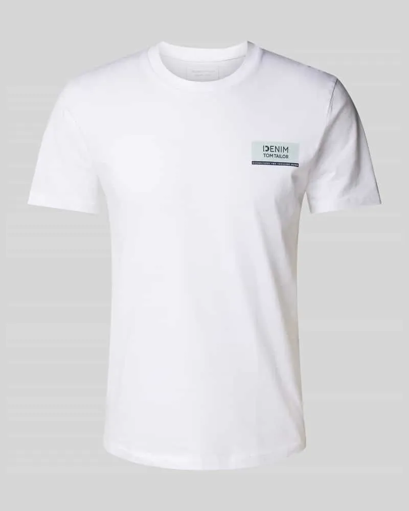 Tom Tailor Regular Fit T-Shirt mit großem Label-Schriftzug Offwhite