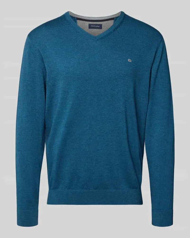 Christian Berg Strickpullover mit V-Ausschnitt Petrol