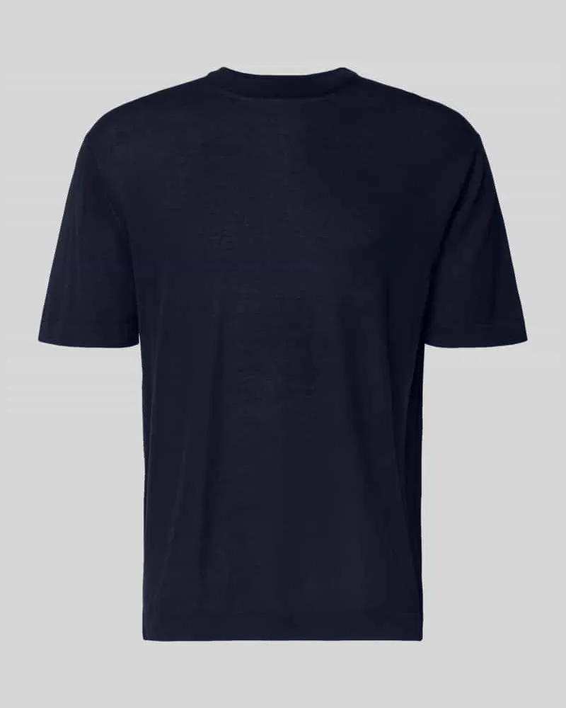 CRUNA T-Shirt mit geripptem Rundhalsausschnitt Dunkelblau