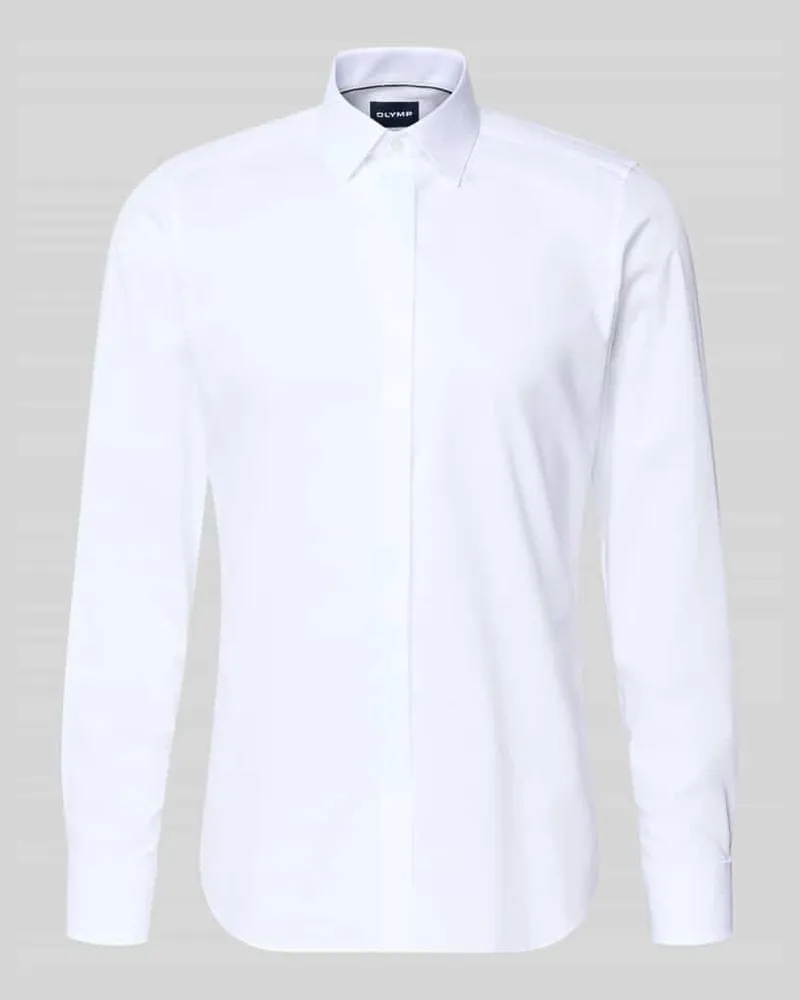Olymp Slim Fit Smokinghemd aus Baumwolle mit Stretch-Anteil Weiss