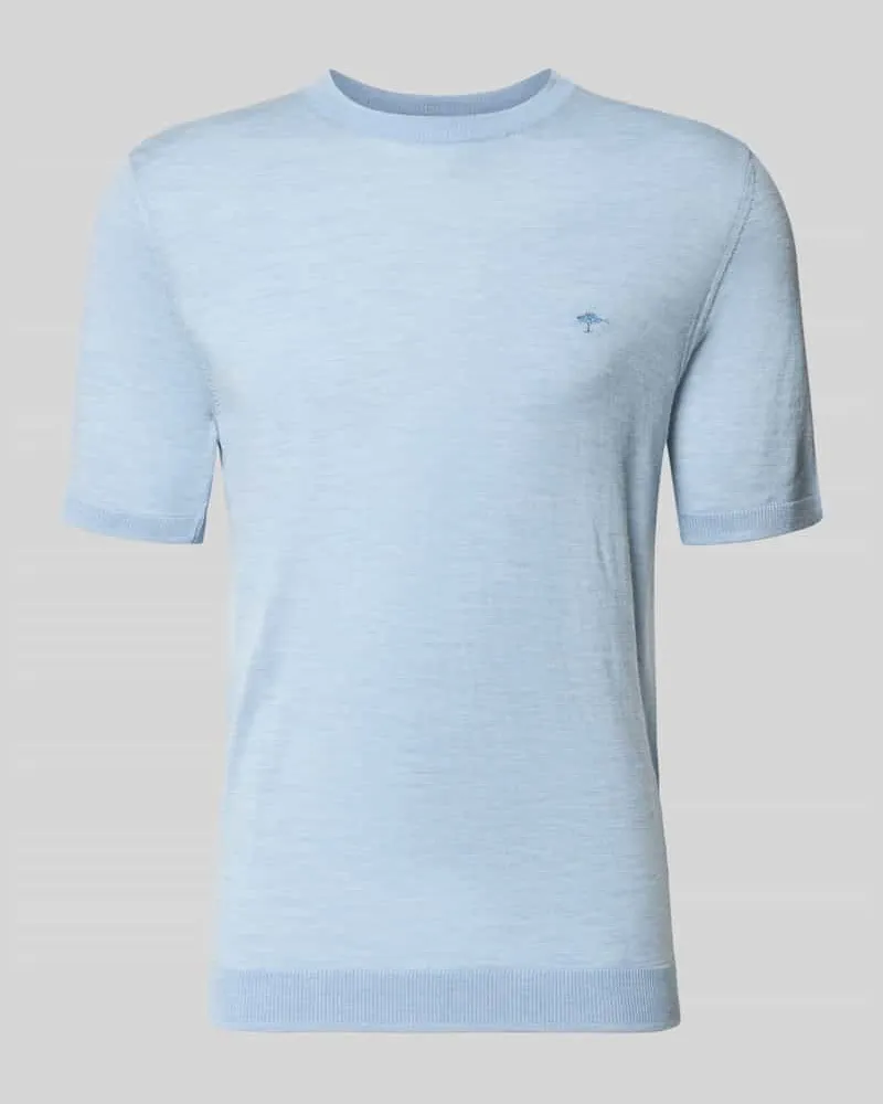 Fynch-Hatton T-Shirt mit Rundhalsausschnitt und Label-Stitching Hellblau