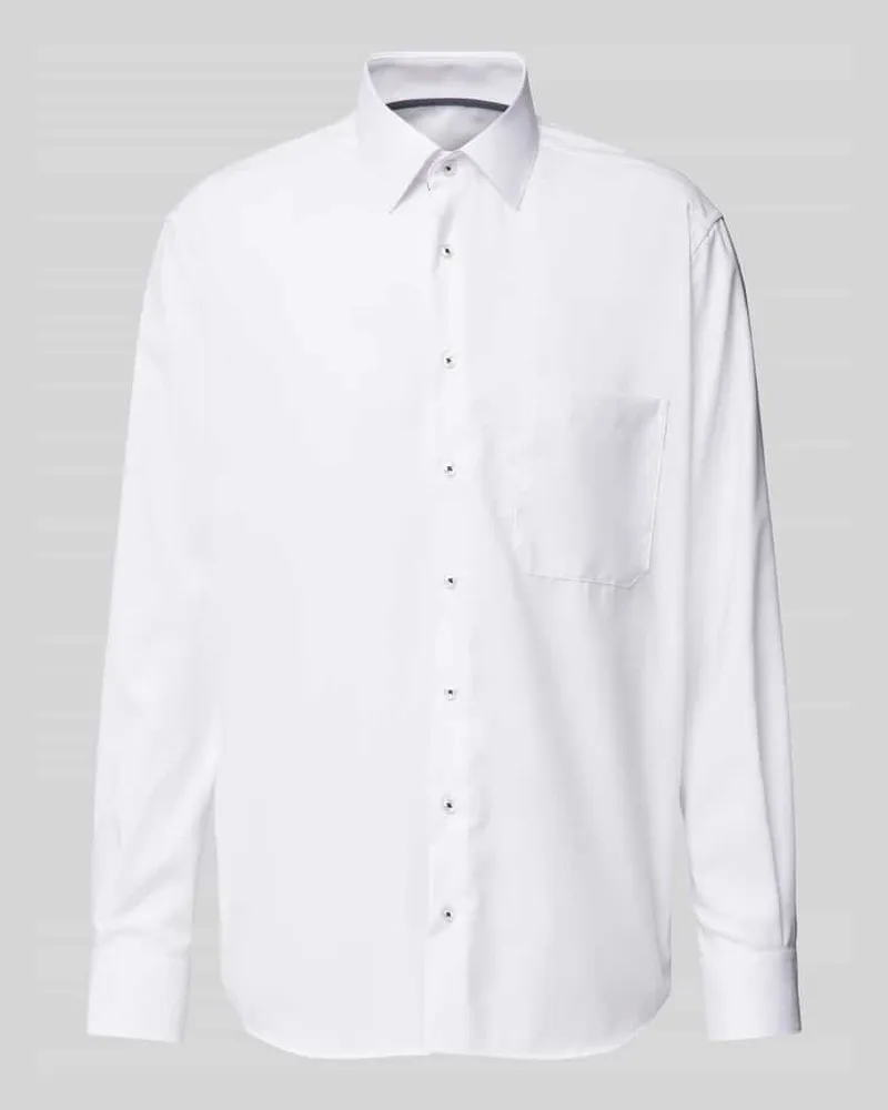 Eterna Comfort Fit Businesshemd in Uni-Struktur Weiss