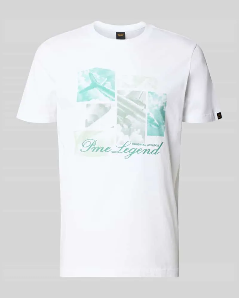 PME Legend T-Shirt mit Label-Print und Rundhalsausschnitt Weiss